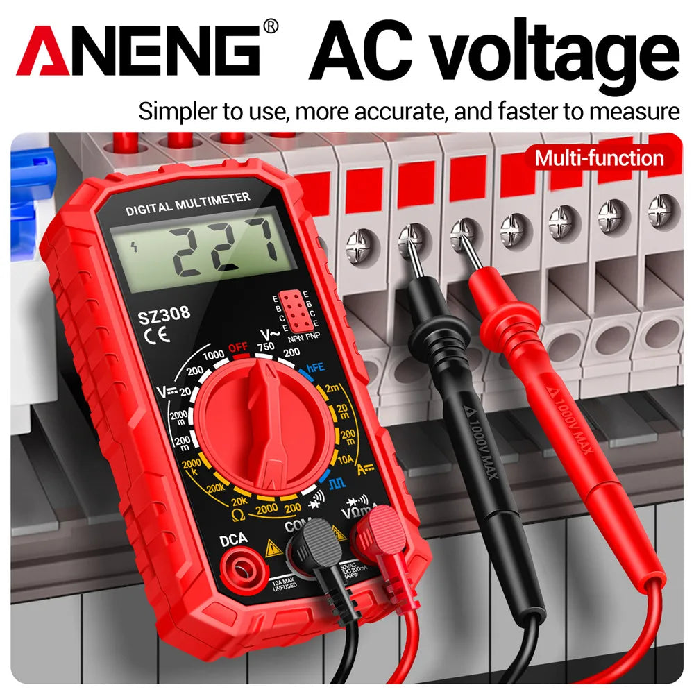 ANENG SZ308 Digital Multimeter AC/DC Current Meter Voltage Resistance Meter Electrician LCD Backlight Ohm Square Wave Test