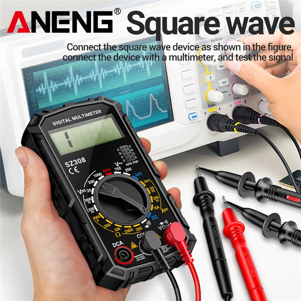 ANENG SZ308 Digital Multimeter AC/DC Current Meter Voltage Resistance Meter Electrician LCD Backlight Ohm Square Wave Test