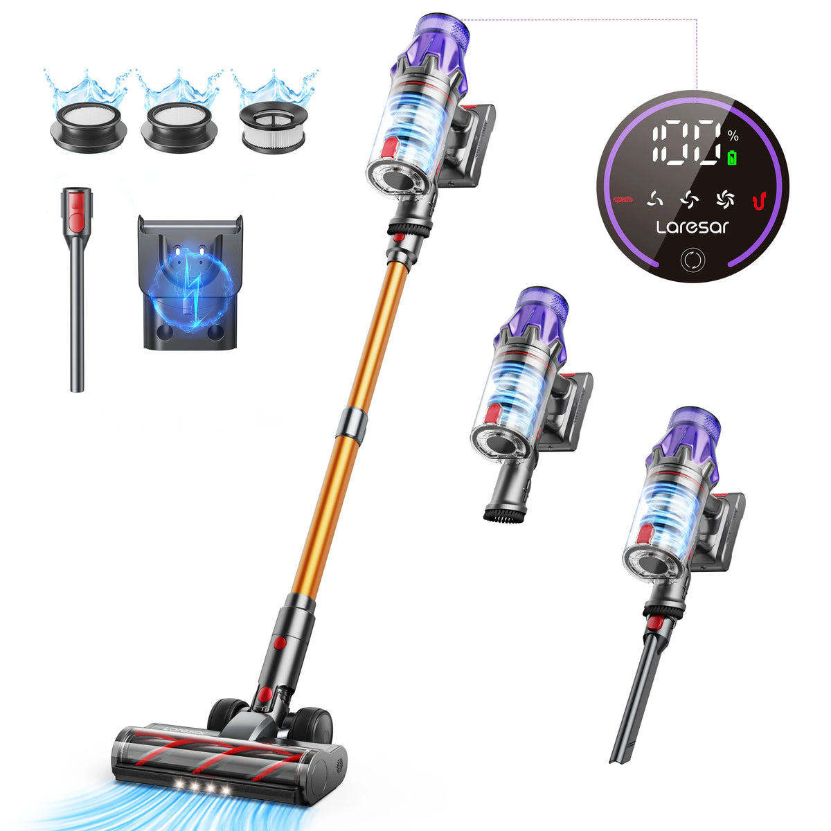 Laresar V7 500W 50KPA Suction Power Cordless Vacuum Cleaner  Handheld smart Home appliance Removable Battery Dust Cup